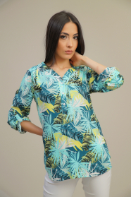 Women's blouse in green flower print 4264-515