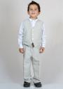 Beige linen Set of Pants and Vest with white shirt  RUMENA