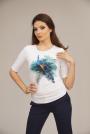 Women's elegant blouse with peacock applique 82122-405-1