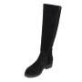 Women's black suede leather boots with back elasteics 20485