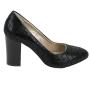 Women's elegant black suede printed leather shoes