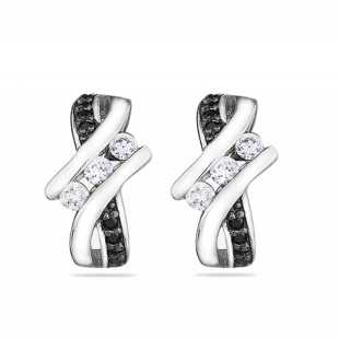 Silver Earrings with zircons MR2936E Swan