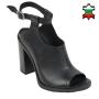 Women's black leather high thick soles sandals 