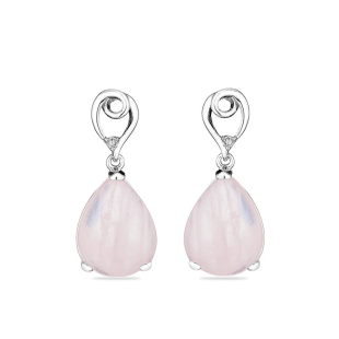 Silver Earrings with pink quartz and zircons GL779RE Swan