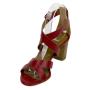 Women's red leather sandals with crossed straps 33730