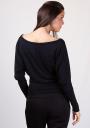 Bluza neagra casual cu decolteu adanc in forma de V Basic Line