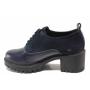 Women's shoes made of genuine leather in navy color with anatomical insole on medium heel 21182