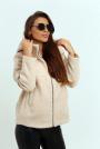 Women's hooded jacket in champagne color with lamé 12301-200B