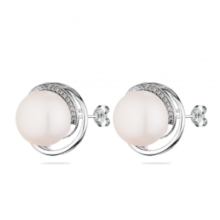 Silver Earrings with natural pearls SE0469 Swan