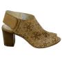 Women's beige leather shoes with flowers shape perforation