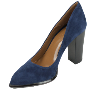 Women's high heels shoes blue made of suede leather