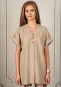 Set for women beige button down tunic and linen trousers Avangard