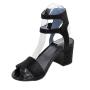 Women's black leather sandals on midium wide heels 19250