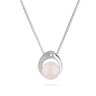 Silver heart pendant necklace with natural white pearl SP0029W Swan