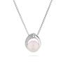 Silver heart pendant necklace with natural white pearl SP0029W Swan