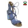 Women's blue leather sandals 33741