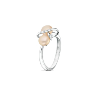 Silver ring with pink pearls and zirconium FN562RR Swan