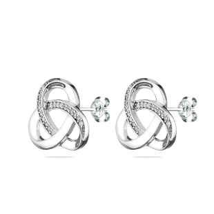 Silver Earrings with zircons END483E Swan