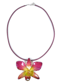 Necklace with natural orchid and silk chain model 4 Dannyra Jewels