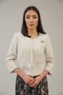 Women's boucle jacket in champagne color with brooch 42104-250