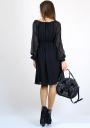 Elastic Neckline Black Chiffon Tunic Dress BF RUMENA