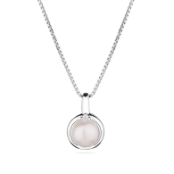 Silver necklace with freshwater white pearl and zirconium SP0253W Swan