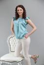 Blouse in blue aqua with short sleeves 81909-408